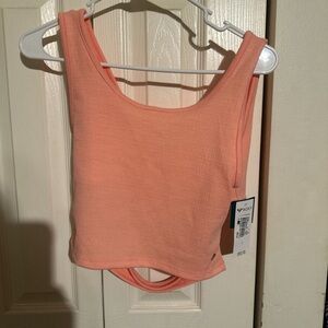 Roxy Coral Ribbed Scoop Crop Tank